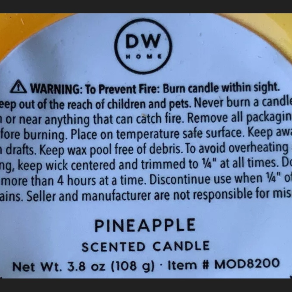 DW HOME CANDLE PINEAPPLE ESSENTIAL MINI NEW 3.8 - Picture 3 of 3